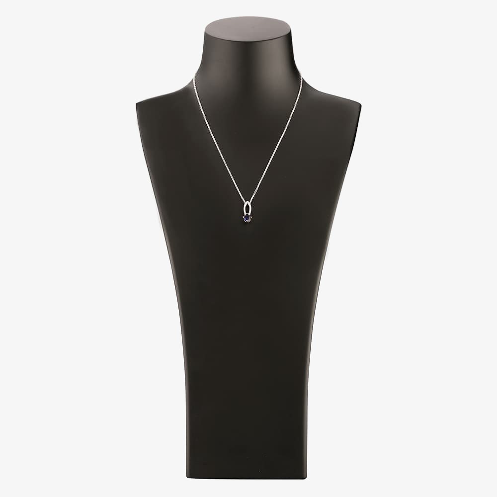 Silver Blue Cubic Zirconia Open Pendant and Earring Set SET8296