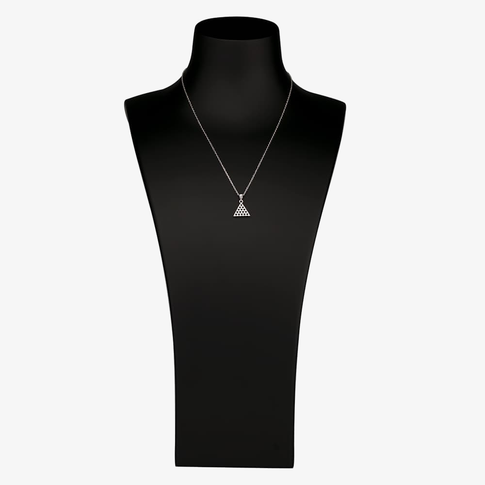Silver Pave Triangular Pendant and Earring Set SET11985