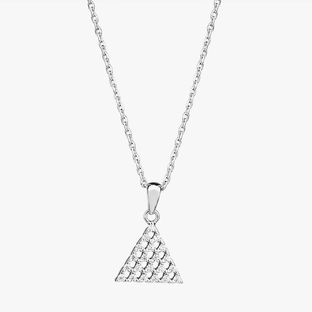 Silver Pave Triangular Pendant and Earring Set SET11985