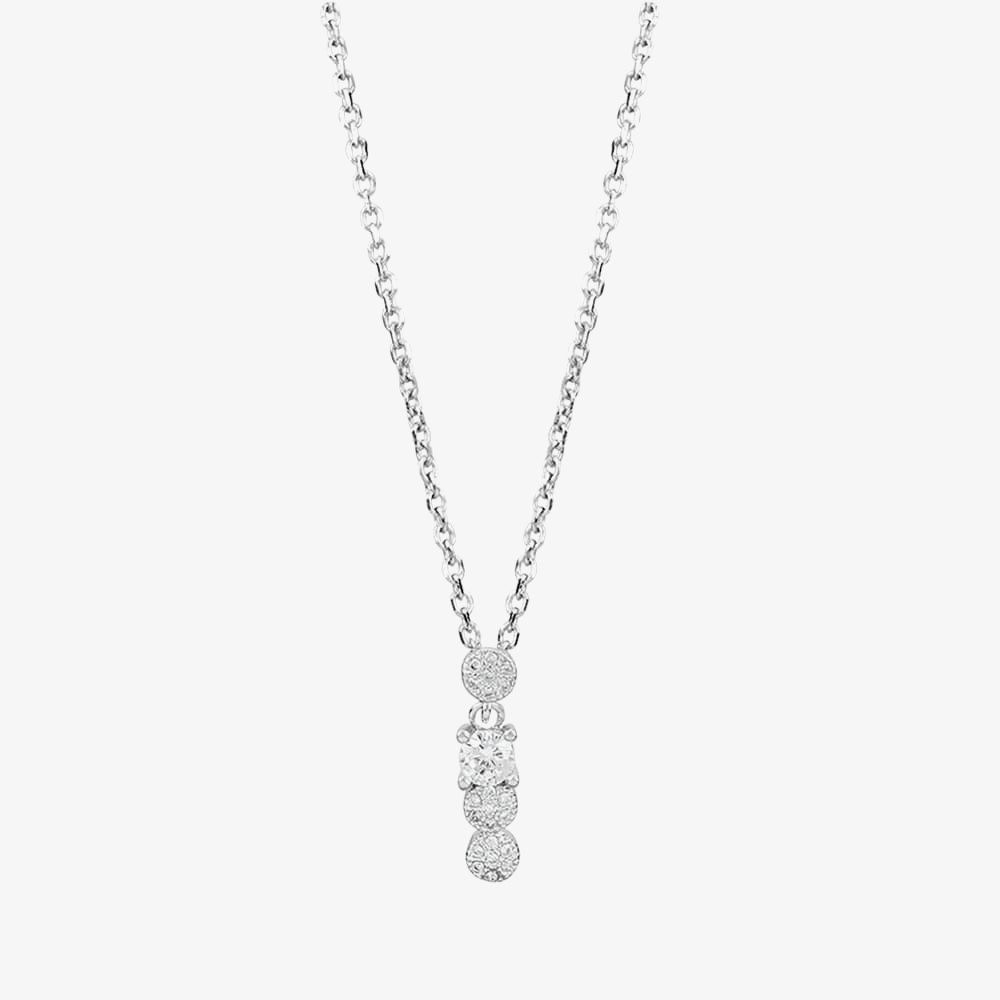 Silver Pave Triple Cluster Dropper Pendant and Earring Set SET12782