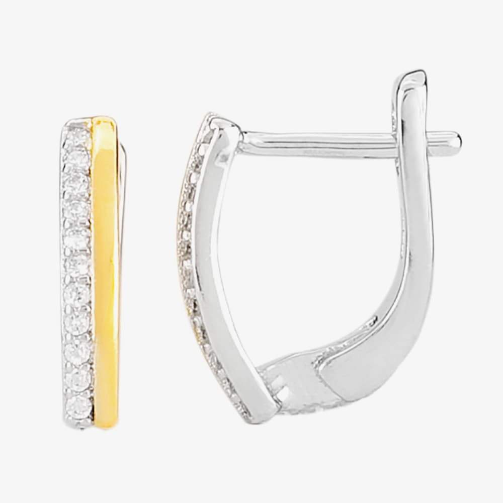 Two-Tone Cubic Zirconia Bar Pendant and Earring Set SET13567