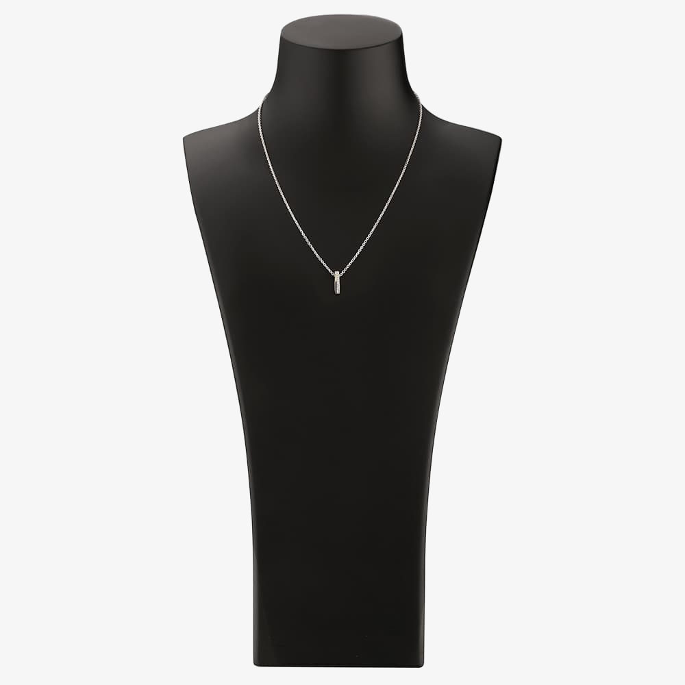 Two-Tone Cubic Zirconia Bar Pendant and Earring Set SET13567