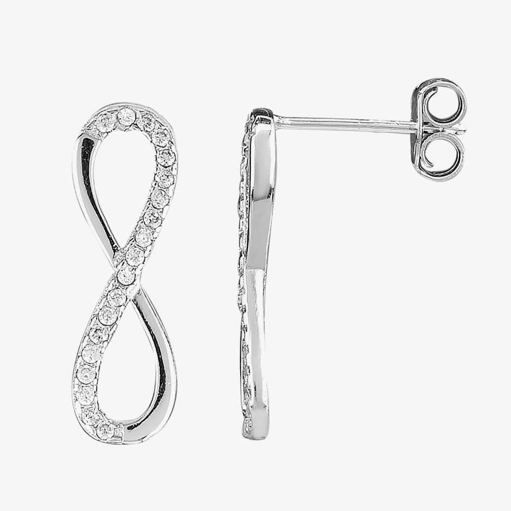 Silver Cubic Zirconia Infinity Pendant and Earrings Set SET12197