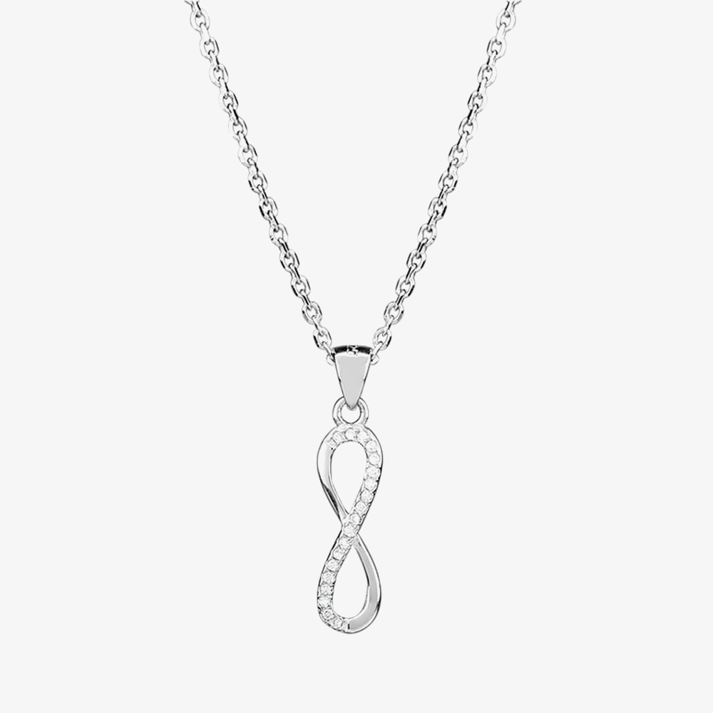 Silver Cubic Zirconia Infinity Pendant and Earrings Set SET12197