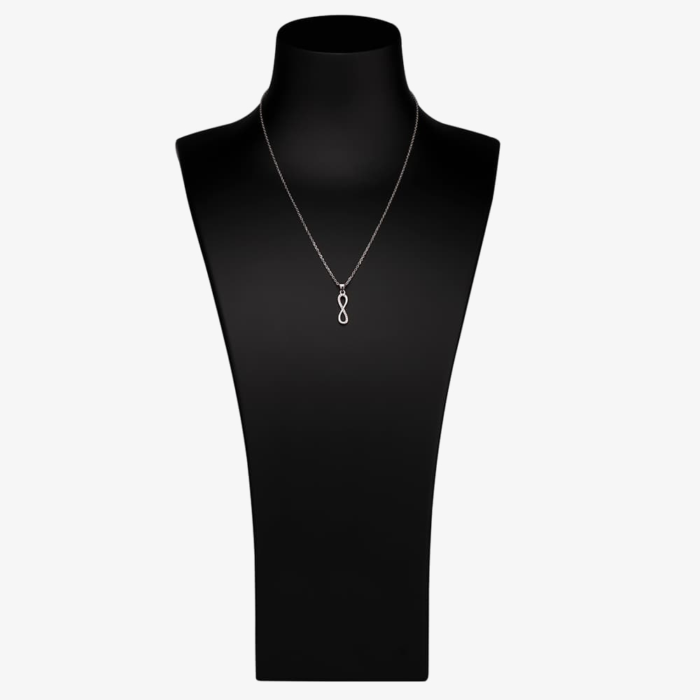 Sterling Silver Cubic Zirconia Pave Infinity Pendant Necklace 