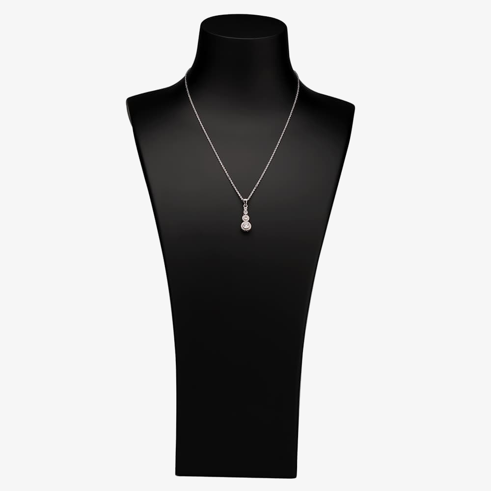 Silver Cubic Zirconia Graduated Pendant and Dropper Earrings Set SET5449