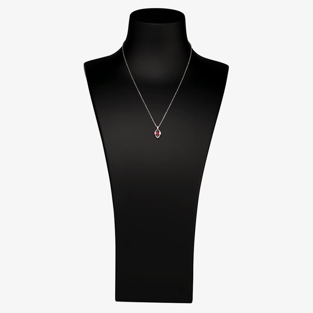 Silver Red Cubic Zirconia Marquise Pendant and Earrings Set SET14197