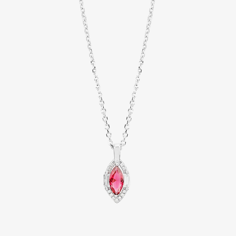 Silver Red Cubic Zirconia Marquise Pendant and Earrings Set SET14197