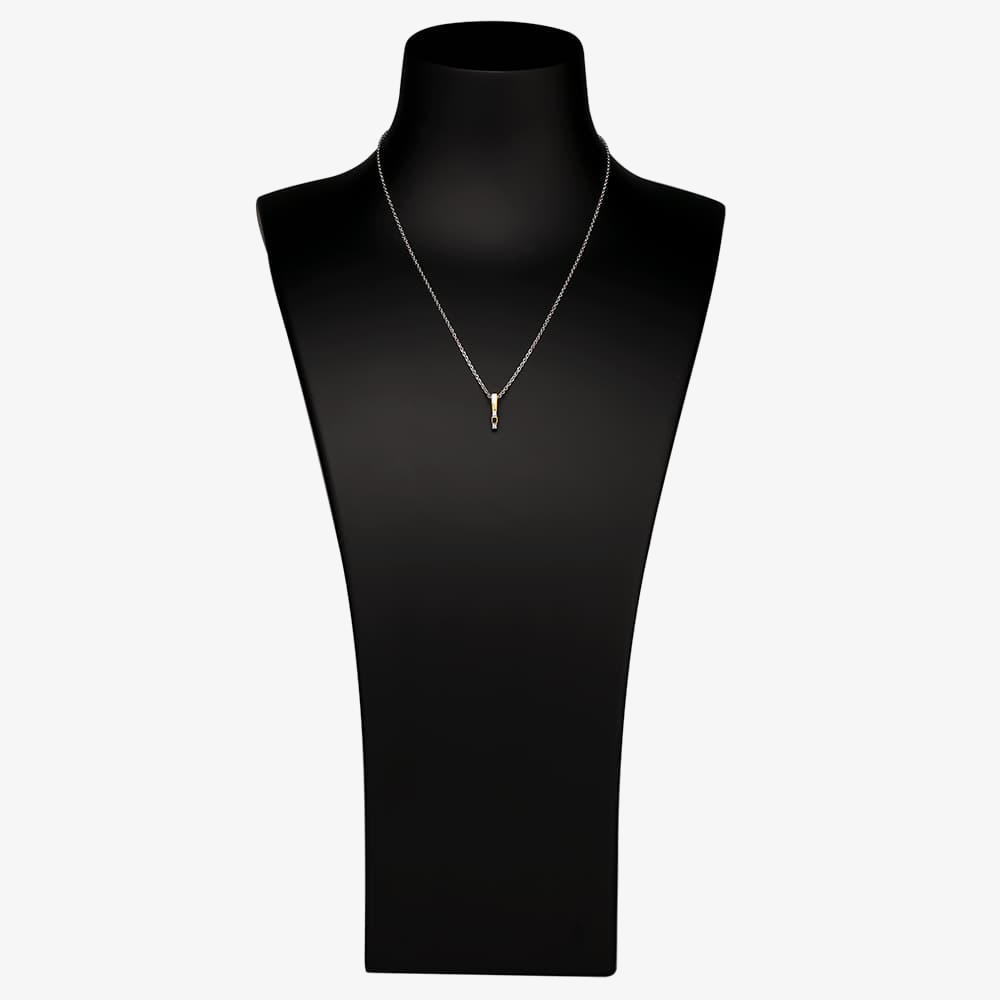 Two-tone Cubic Zirconia Bar Pendant and Earrings Set SET13967
