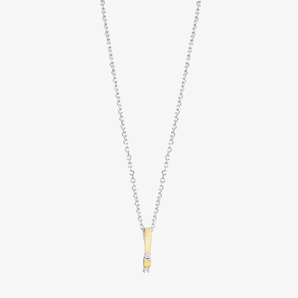 Two-tone Cubic Zirconia Bar Pendant and Earrings Set SET13967