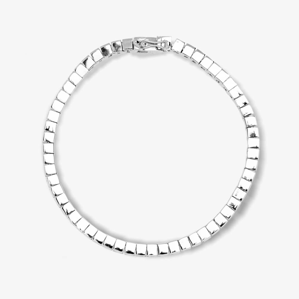 Starbright Silver Square Cubic Zirconia 7.5 Inch Tennis Bracelet B742 7.5~ 3A