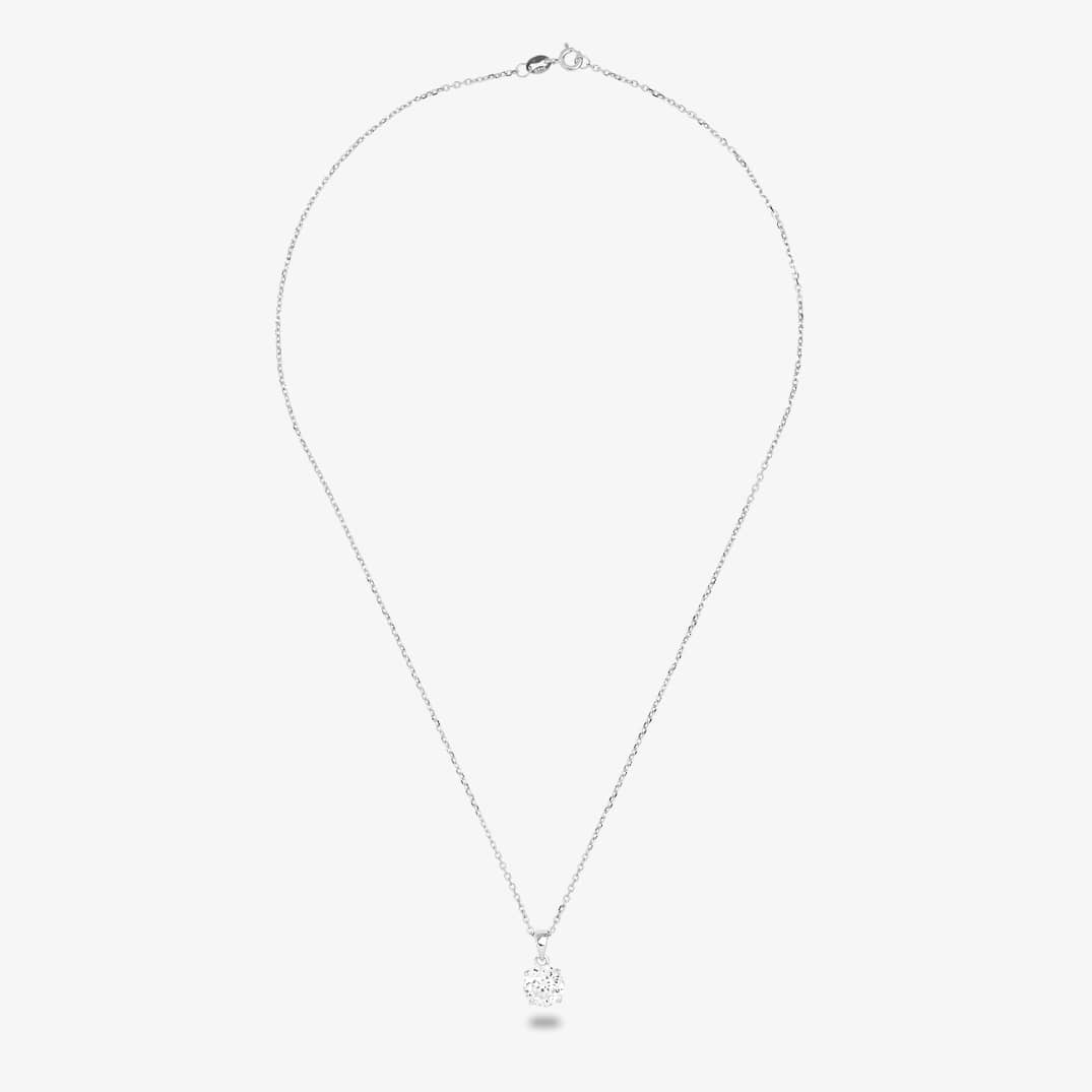 Starbright Silver 8mm Four Claw Cubic Zirconia Pendant E2768P-8M 3A