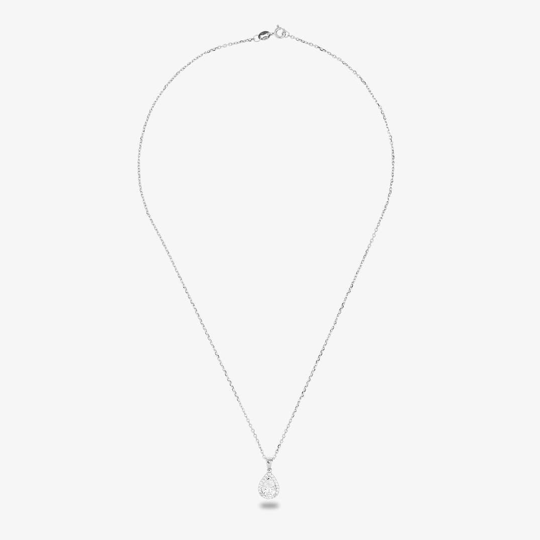 Starbright Silver Pear-cut Cubic Zirconia Halo Pendant THB-01P 3A