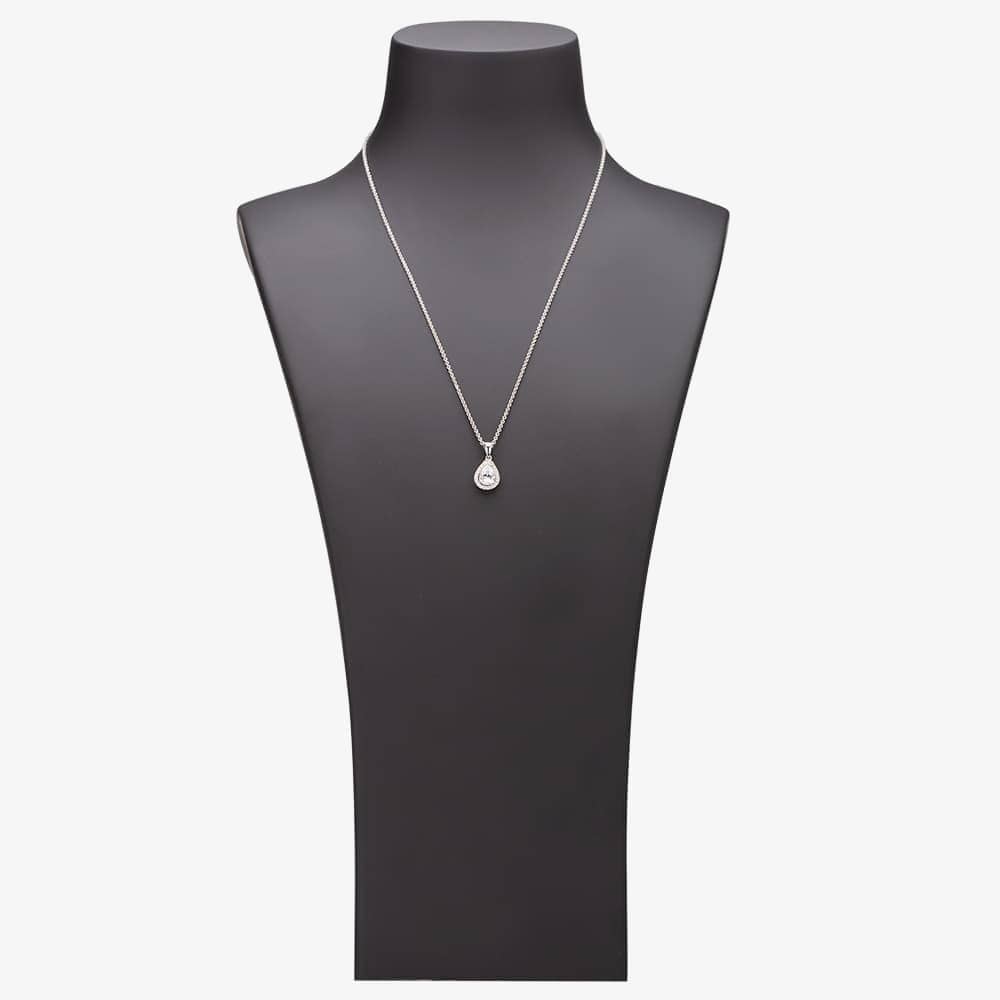 Starbright Silver Pear-cut Cubic Zirconia Halo Pendant THB-01P 3A