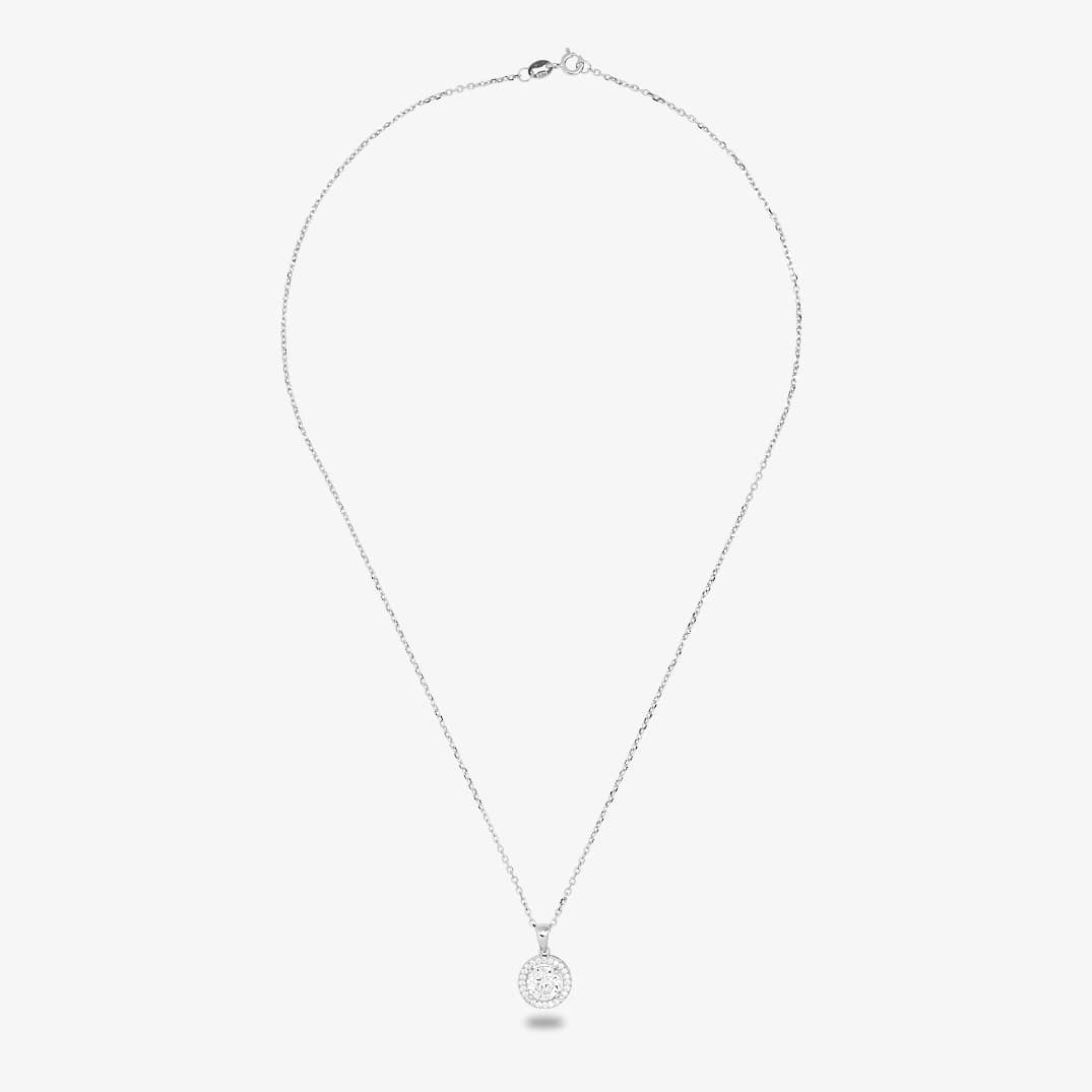 Starbright Silver Round Cubic Zirconia Halo Pendant THB-02P 3A