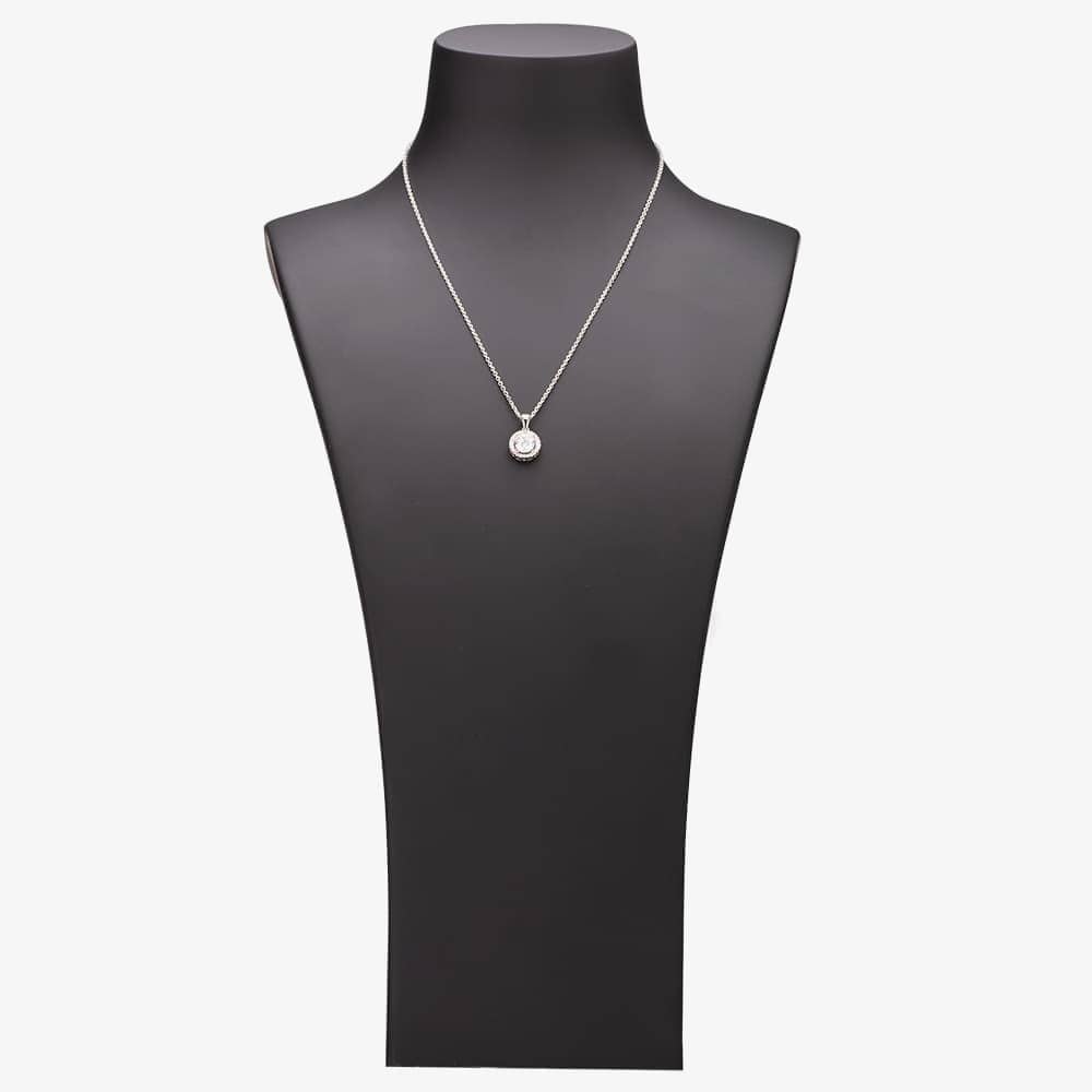 Starbright Silver Round Cubic Zirconia Halo Pendant THB-02P 3A