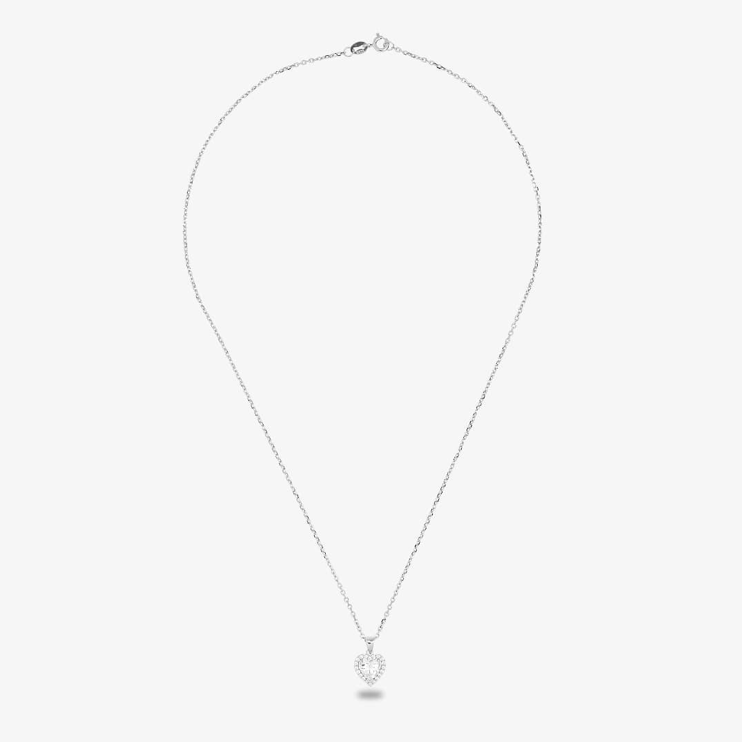 Starbright Silver Heart-cut Cubic Zirconia Halo Pendant THB-03P 3A