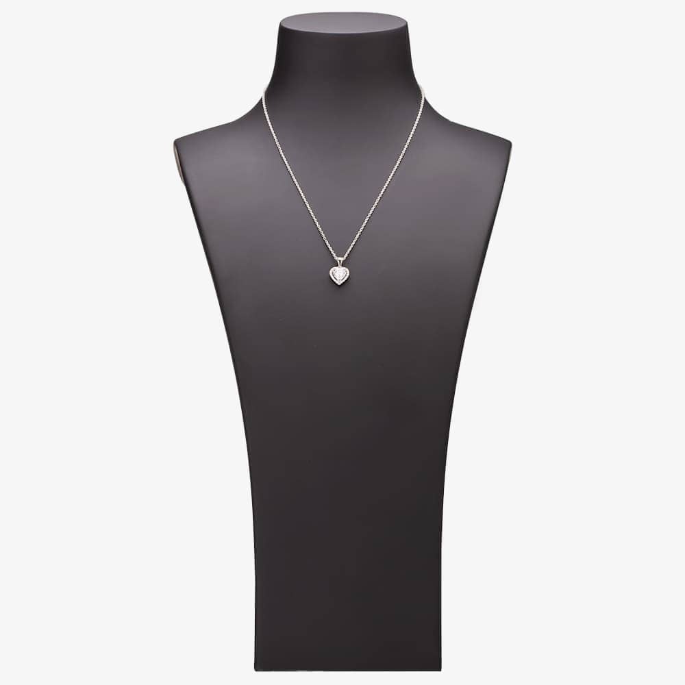 Starbright Silver Heart-cut Cubic Zirconia Halo Pendant THB-03P 3A