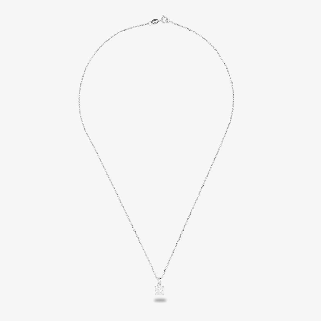 Starbright Silver 6mm Four Claw Square-cut Cubic Zirconia Pendant E304P-6x6M 3A
