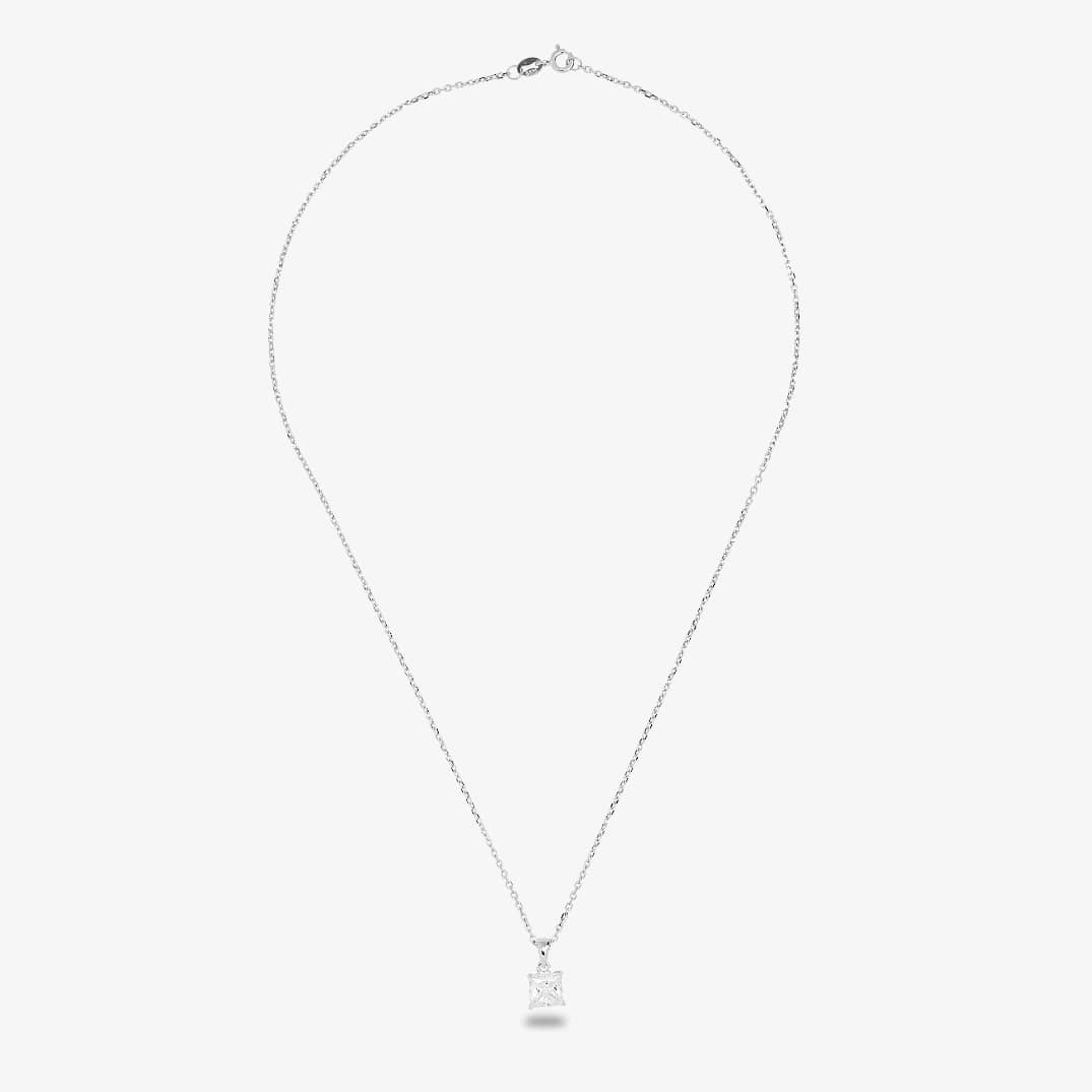 Starbright Silver 7mm Four Claw Square-cut Cubic Zirconia Pendant E304P-7x7M 3A