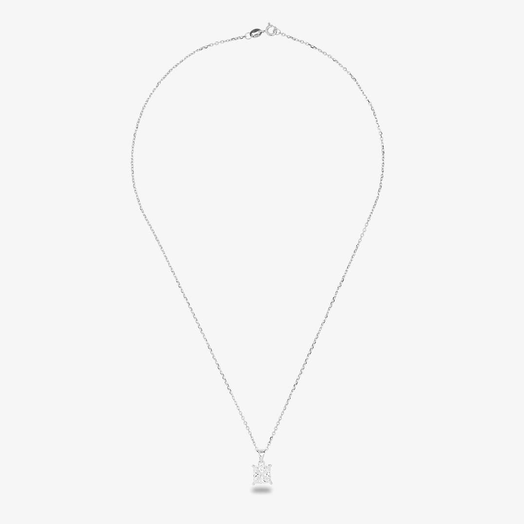 Starbright Silver 8mm Four Claw Square-cut cubic Zirconia Pendant E304P-8x8M 3A