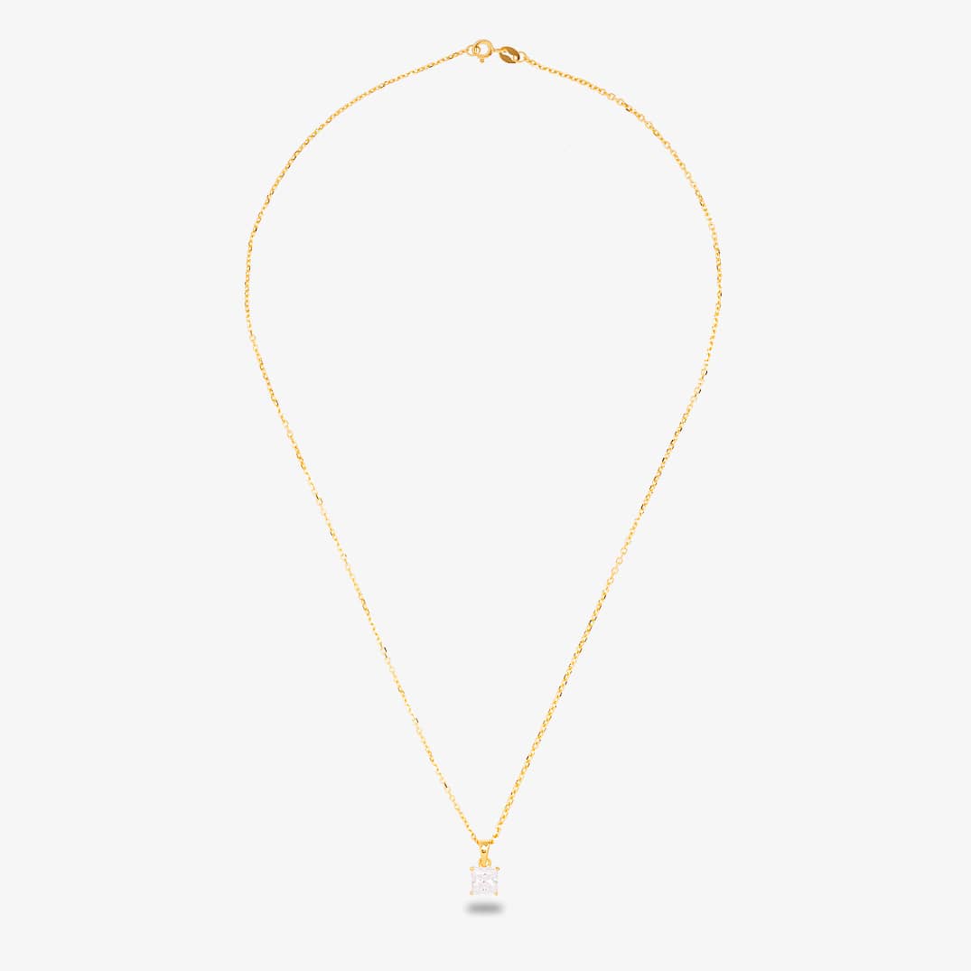 Starbright Gold 6mm Four Claw Square Cubic Zirconia Pendant E304P-6x6M 3A GP