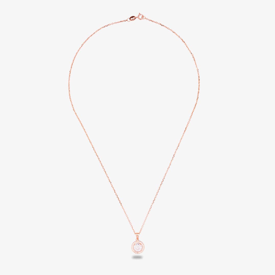 Starbright Rose Round Cubic Zirconia Halo Pendant THB-02P 3A RGP