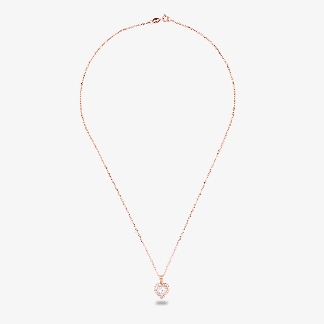 Starbright Rose Heart-cut Cubic Zirconia Halo Pendant THB-03P 3A RSP