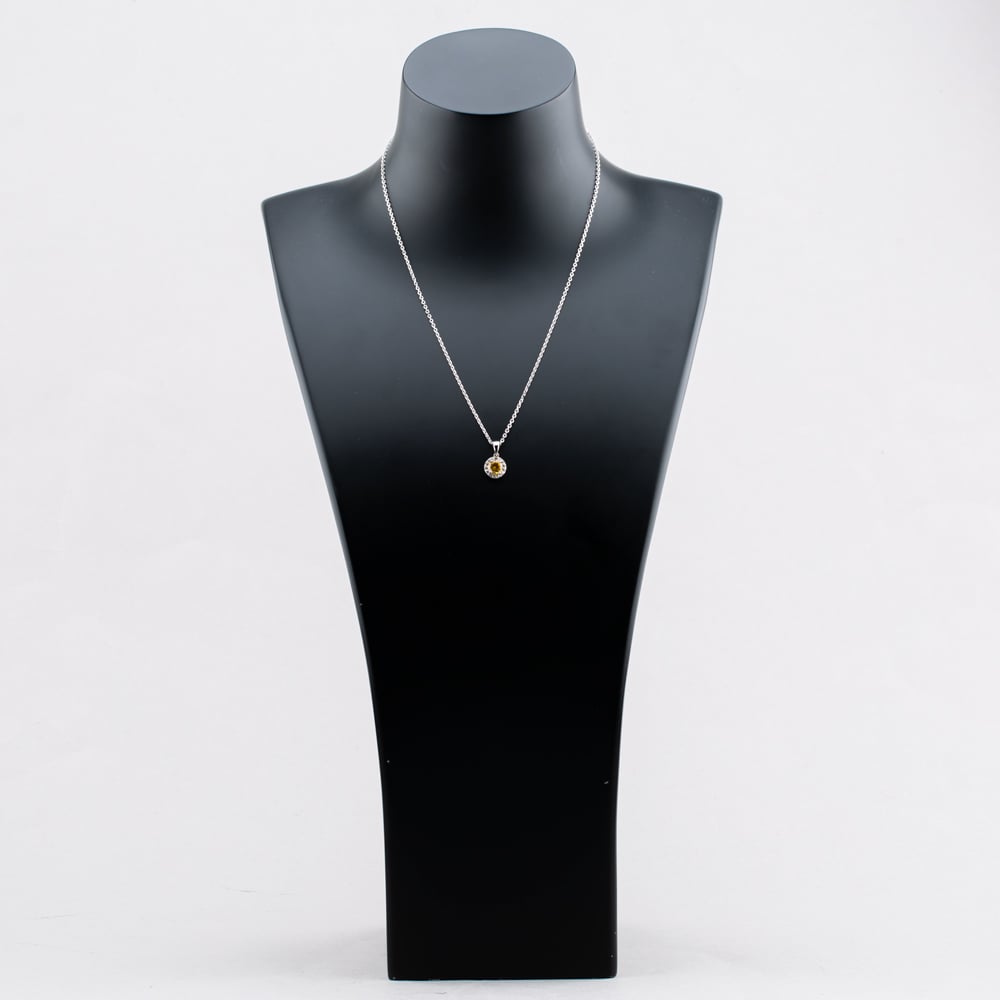 Starbright Sterling Silver Yellow Cubic Zirconoa Halo Cluster Pendant Necklace P8210 Yellow