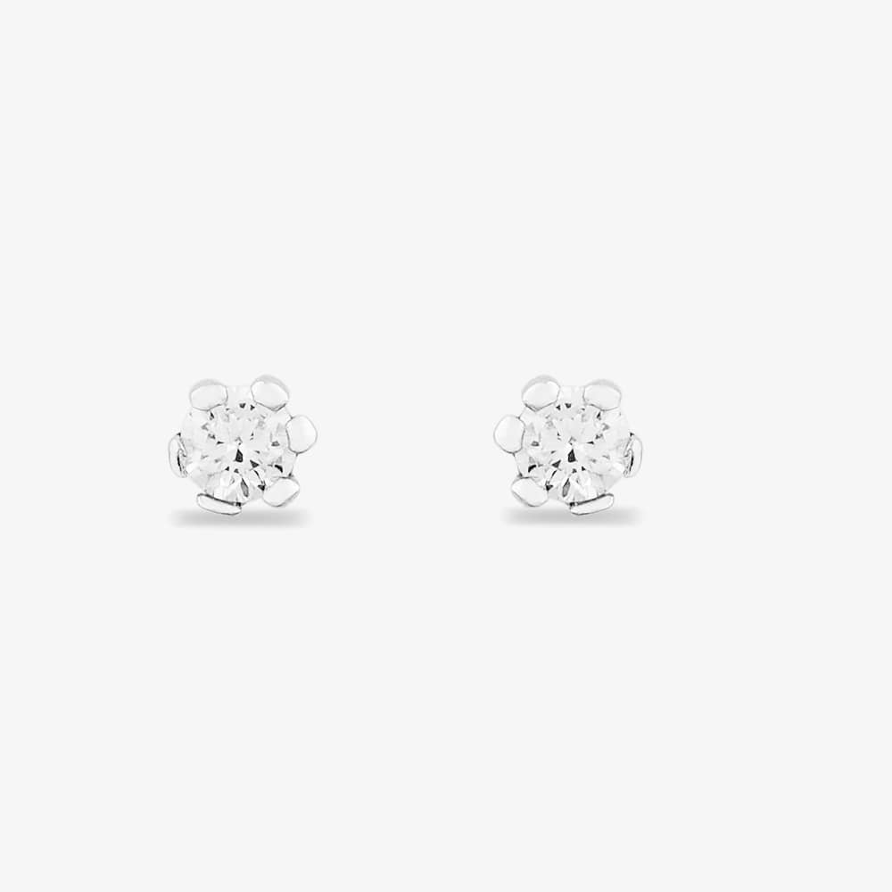 Starbright Silver 2mm Six Claw Round Cubic Zirconia Stud Earrings E2177(2M) 3A