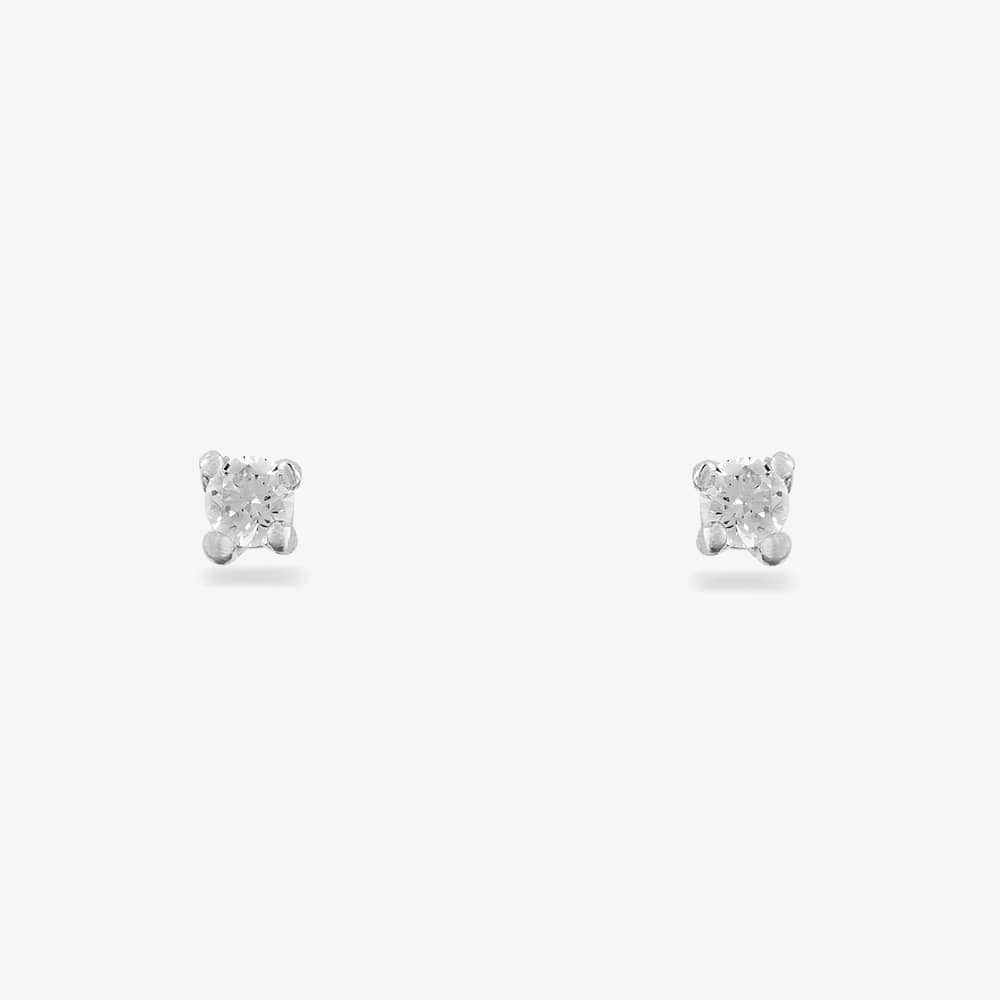 Starbright Silver 2mm Four Claw Cubic Zirconia Stud Earrings E2768(2M) 3A