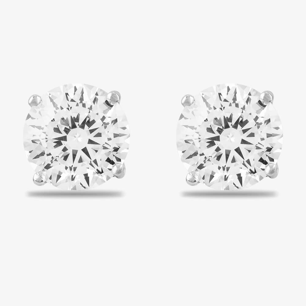 Starbright Silver 8mm Four Claw Cubic Zirconia Stud Earrings E2768(8M) 3A