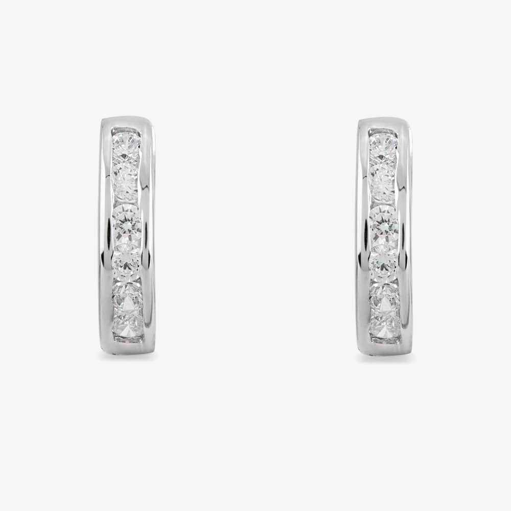 Starbright Silver Small Cubic Zirconia Cut-Out Heart Huggie Earrings E3040(2M) 3A