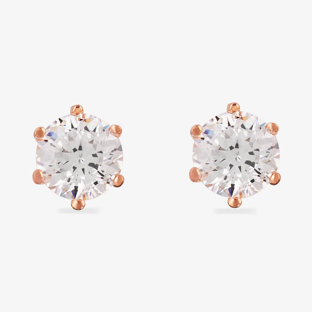 Starbright Rose 6mm Six Claw Cubic Zirconia Stud Earrings E2177(6M) 3A RGP