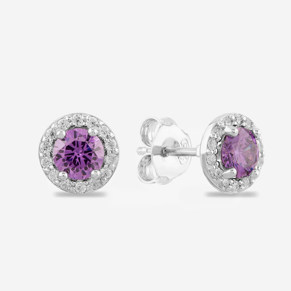 Starbright Sterling Silver Cubic Zirconia Halo Stud Earrings E442 AM