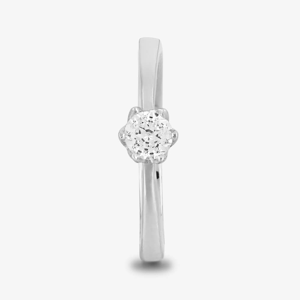 Starbright Silver 4mm Six Claw Round Cubic Zirconia Ring R3227(4M) 3A
