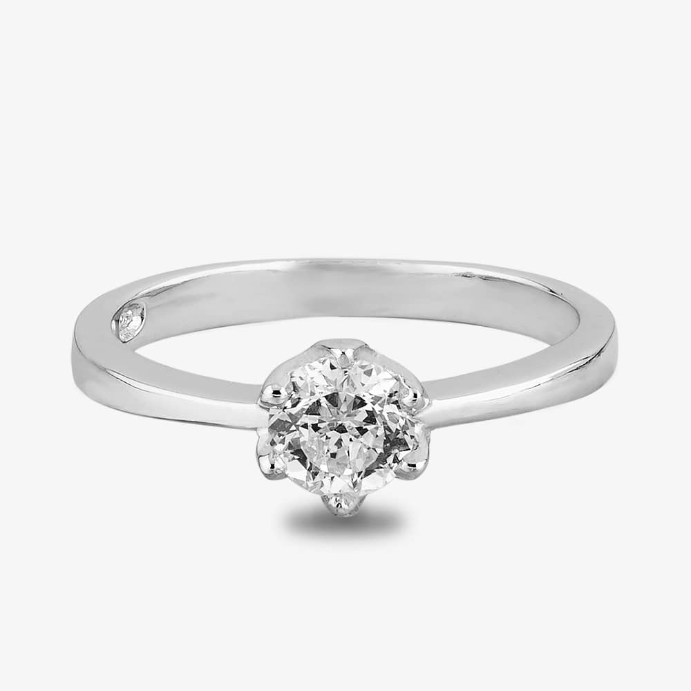 Starbright Silver 5mm Six Claw Round Cubic Zirconia Ring R3227(5M) 3A (5