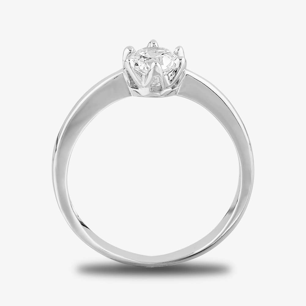 Starbright Silver 5mm Six Claw Round Cubic Zirconia Ring R3227(5M) 3A (5