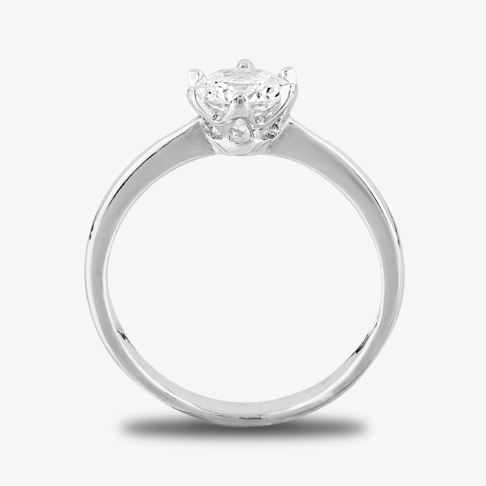 Starbright Silver 6mm Six Claw Round Cubic Zirconia Ring R3227(6M) 3A