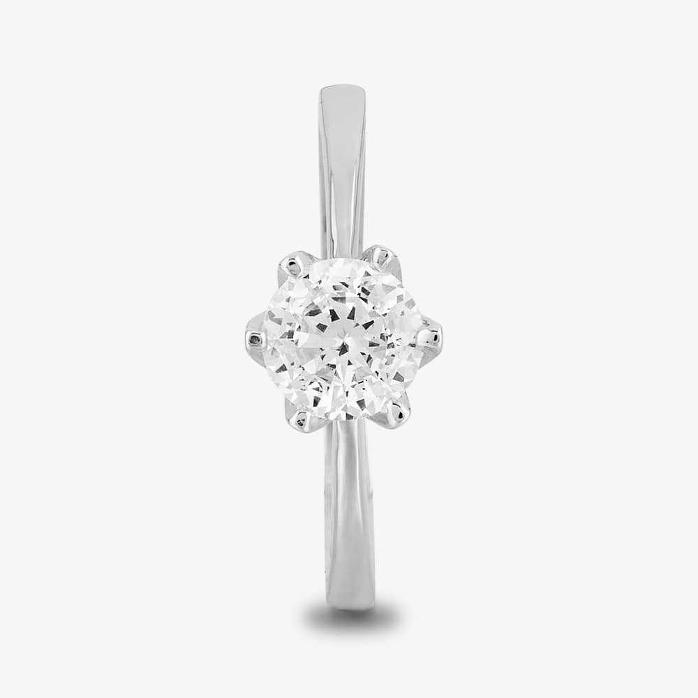 Starbright Silver 6mm Six Claw Round Cubic Zirconia Ring R3227(6M) 3A