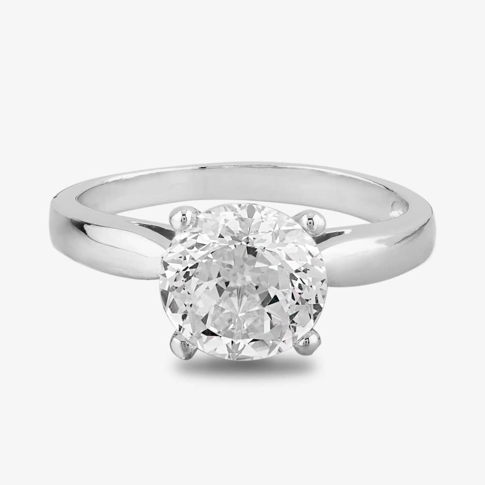 Starbright Silver 8mm Four Claw Round Cubic Zirconia Ring R6025(8M) 3A