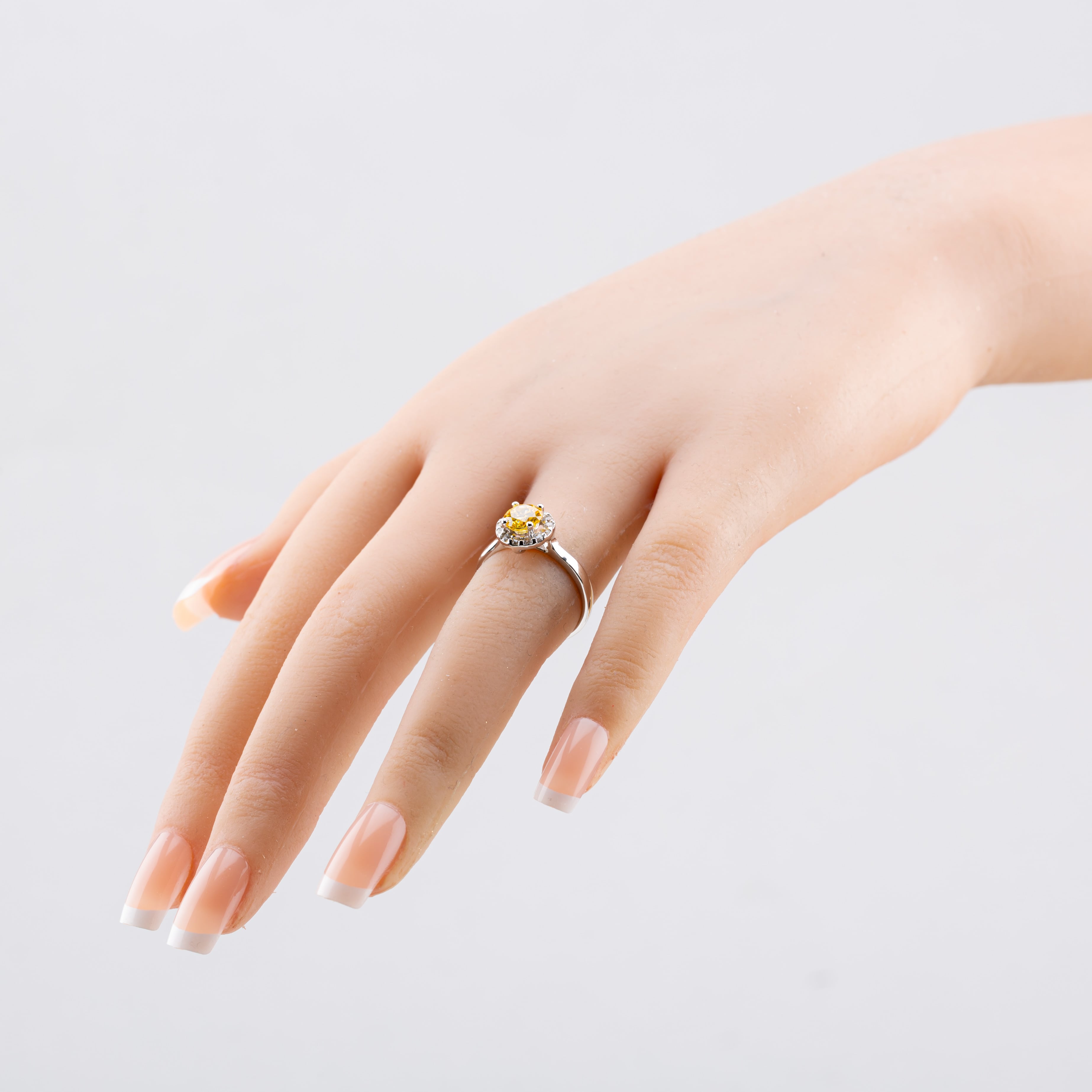 Starbright Sterling Silver Yellow Brilliant Cut Cubic Zirconia Halo Cluster Ring P8210r Yellow