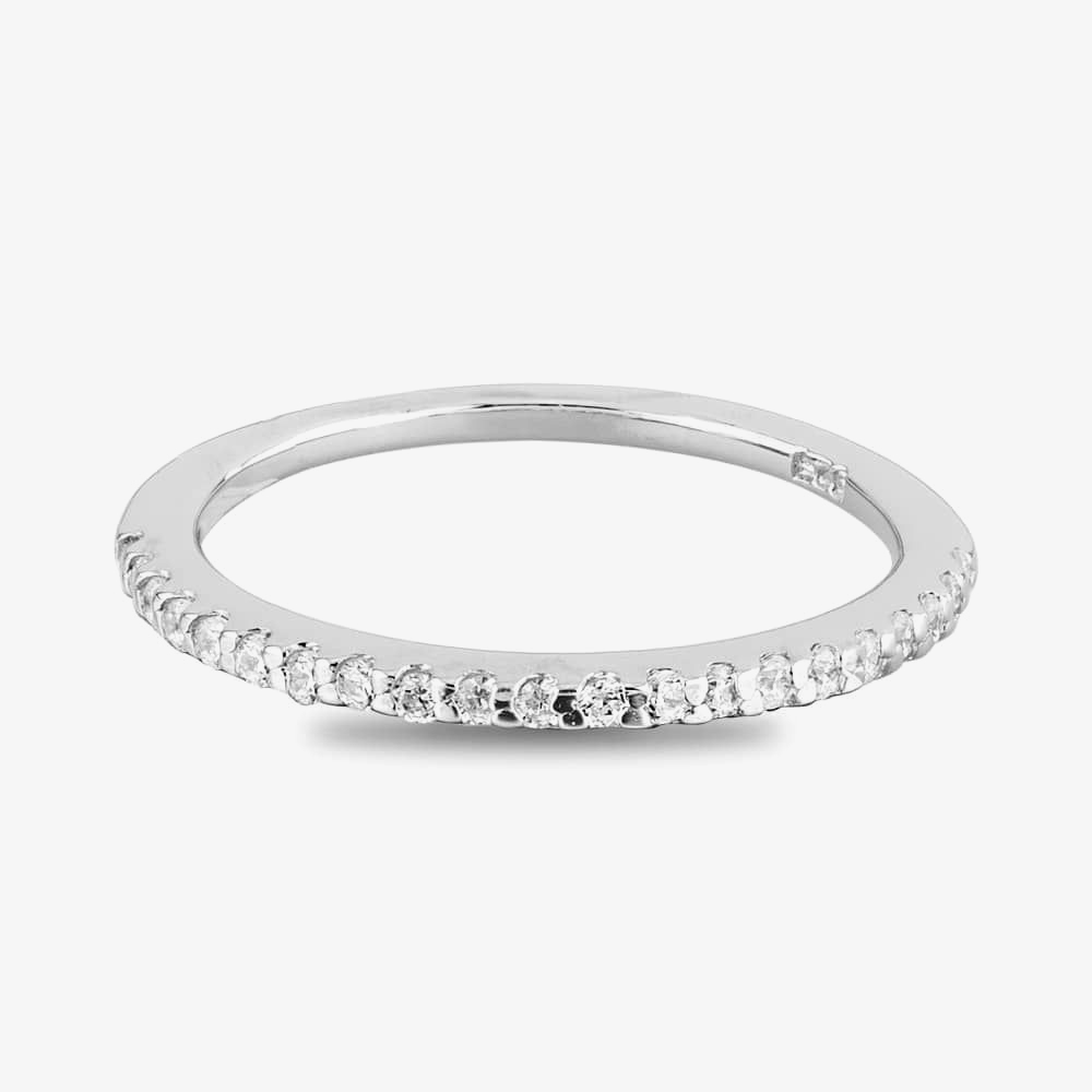 Starbright Silver Cubic Zirconia Claw Set Narrow Half Eternity Ring R6843 3A