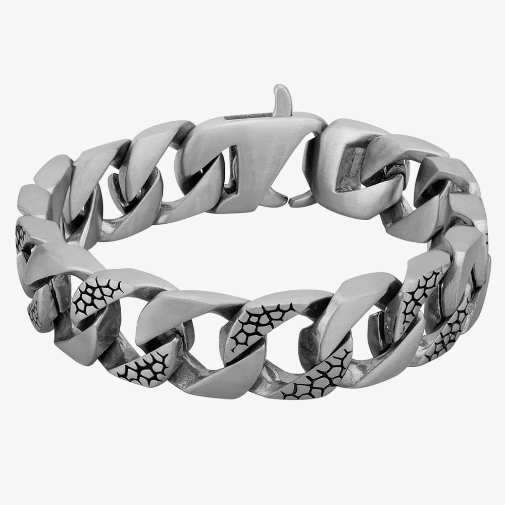 Bourne and Wilde Mens Chunky Curb Reptile Bracelet UR20-02