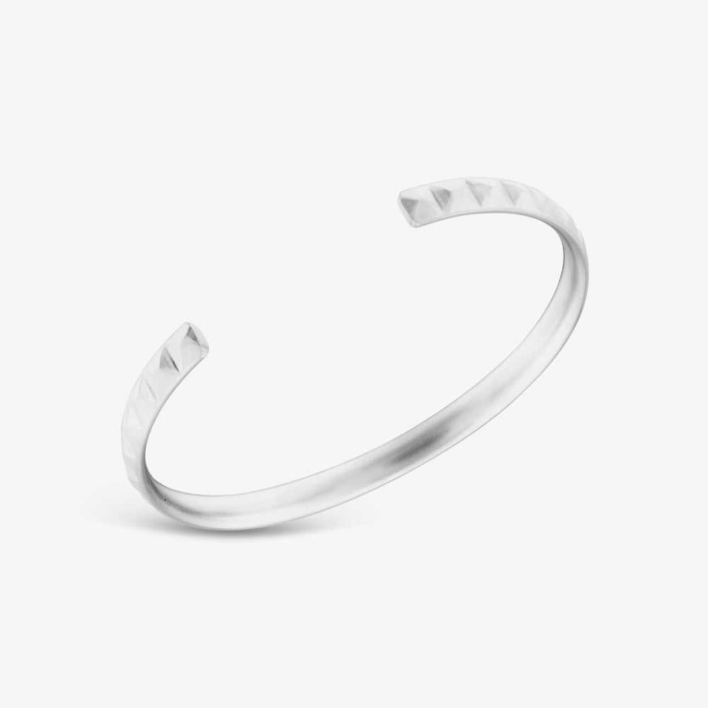 Bourne and Wilde Stainless Steel Pyramid Pattern Cuff Bangle OSB-6154S-MATT
