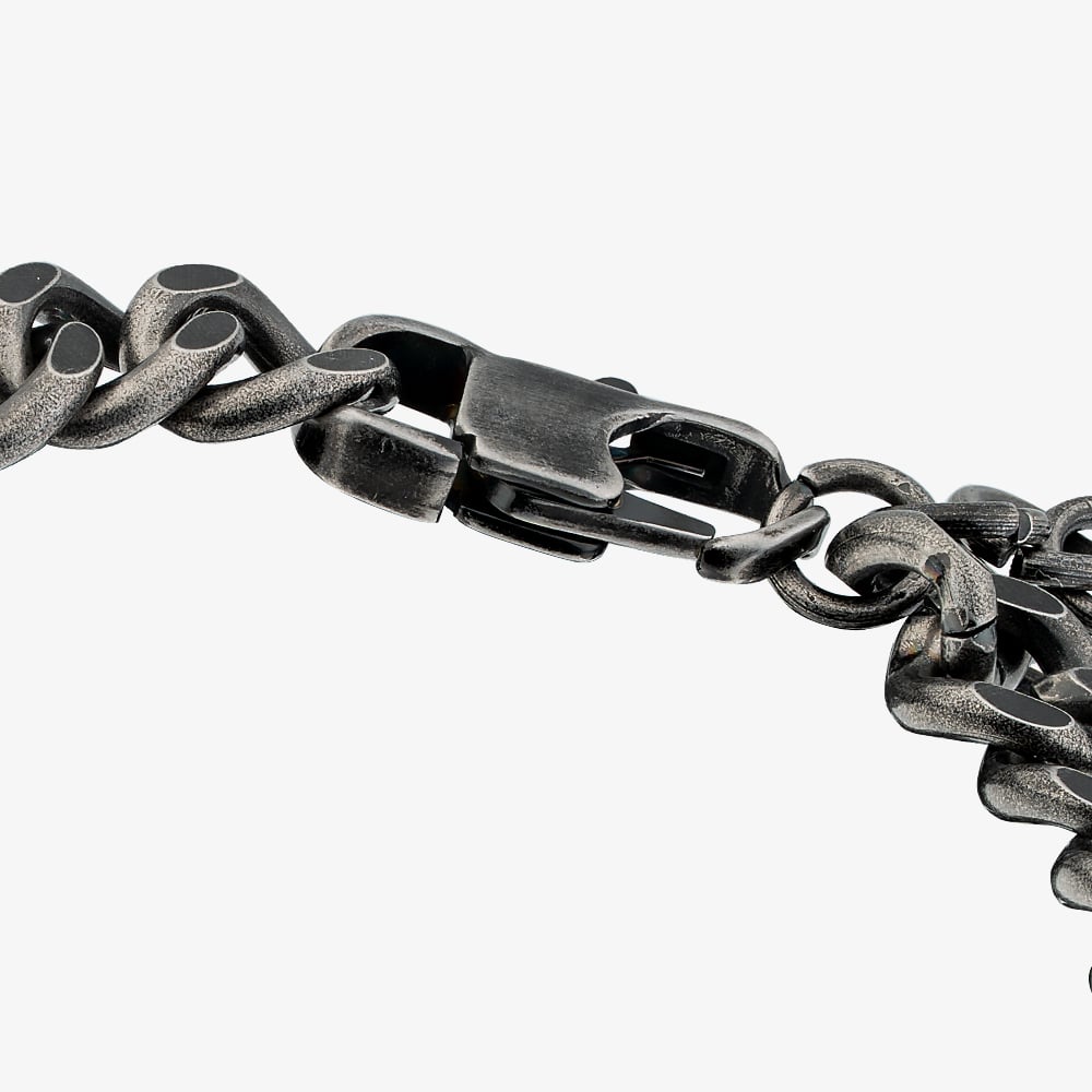 Bourne and Wilde Stainless Steel Black Curb Chain Bracelet OSB-2387S-ANTI