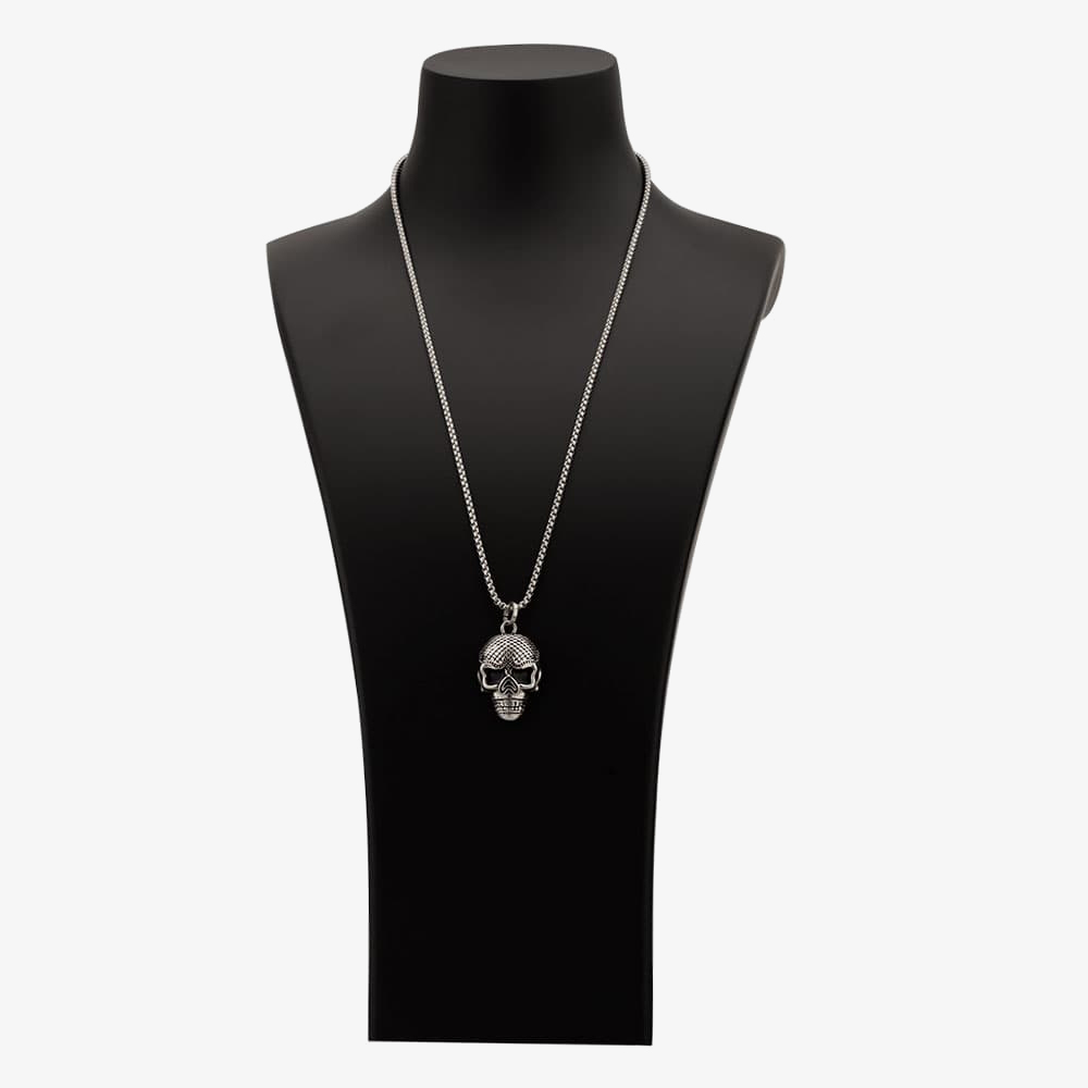 Bourne and Wilde Mens Oxidised Skull Necklace OSN-431S-BX