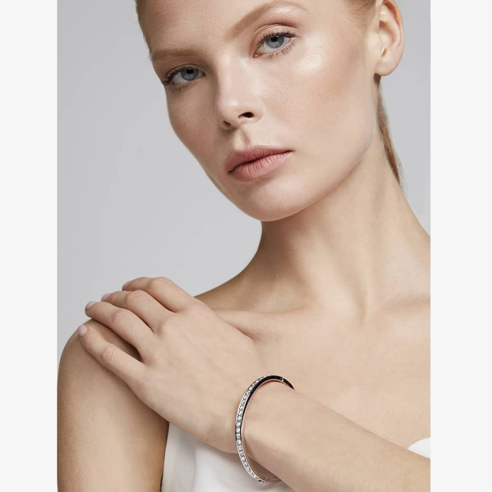 Ted Baker CLEMARA Silver Finish Hinged Crystal Bangle TBJ1567-01-02
