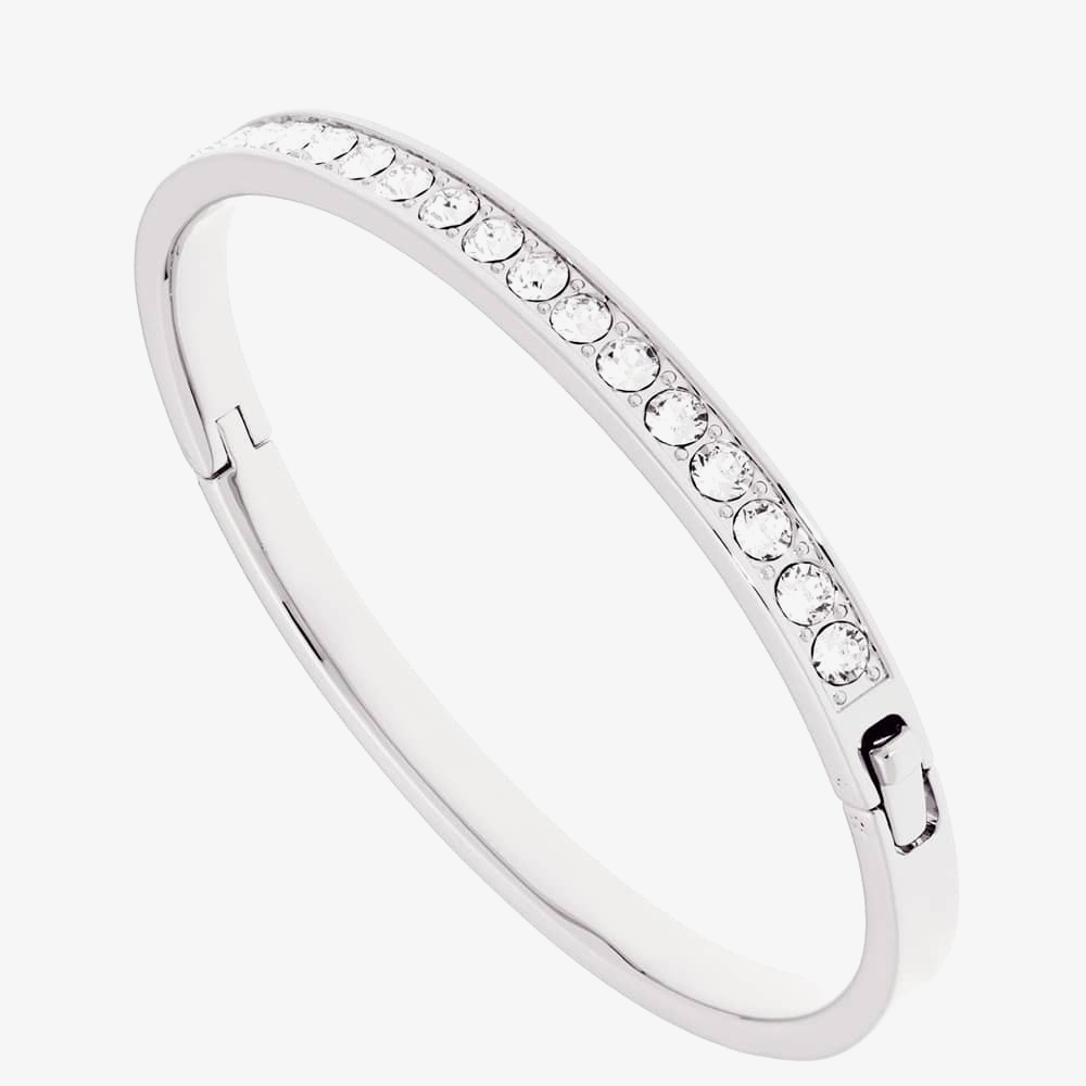 Ted Baker CLEMARA Silver Finish Hinged Crystal Bangle TBJ1567-01-02