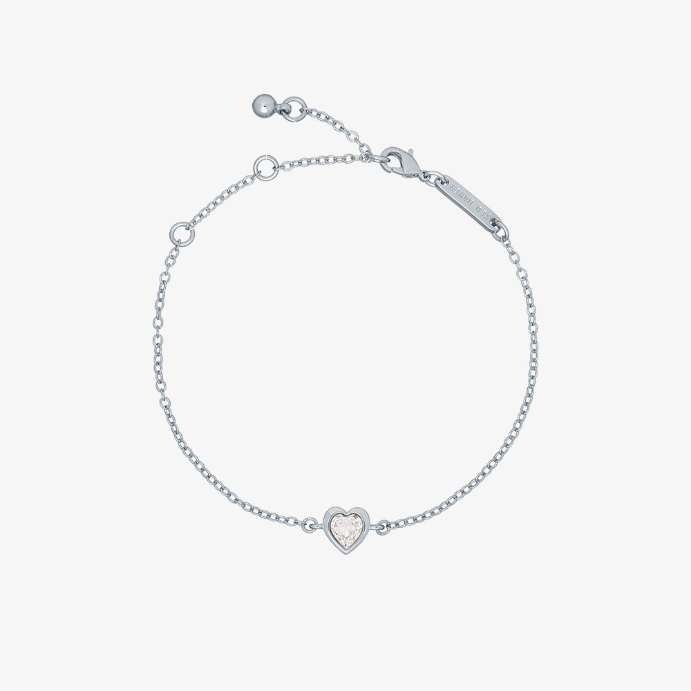 Ted Baker Hansa Silver Tone Crystal Heart Bracelet TBJ3178-01-02